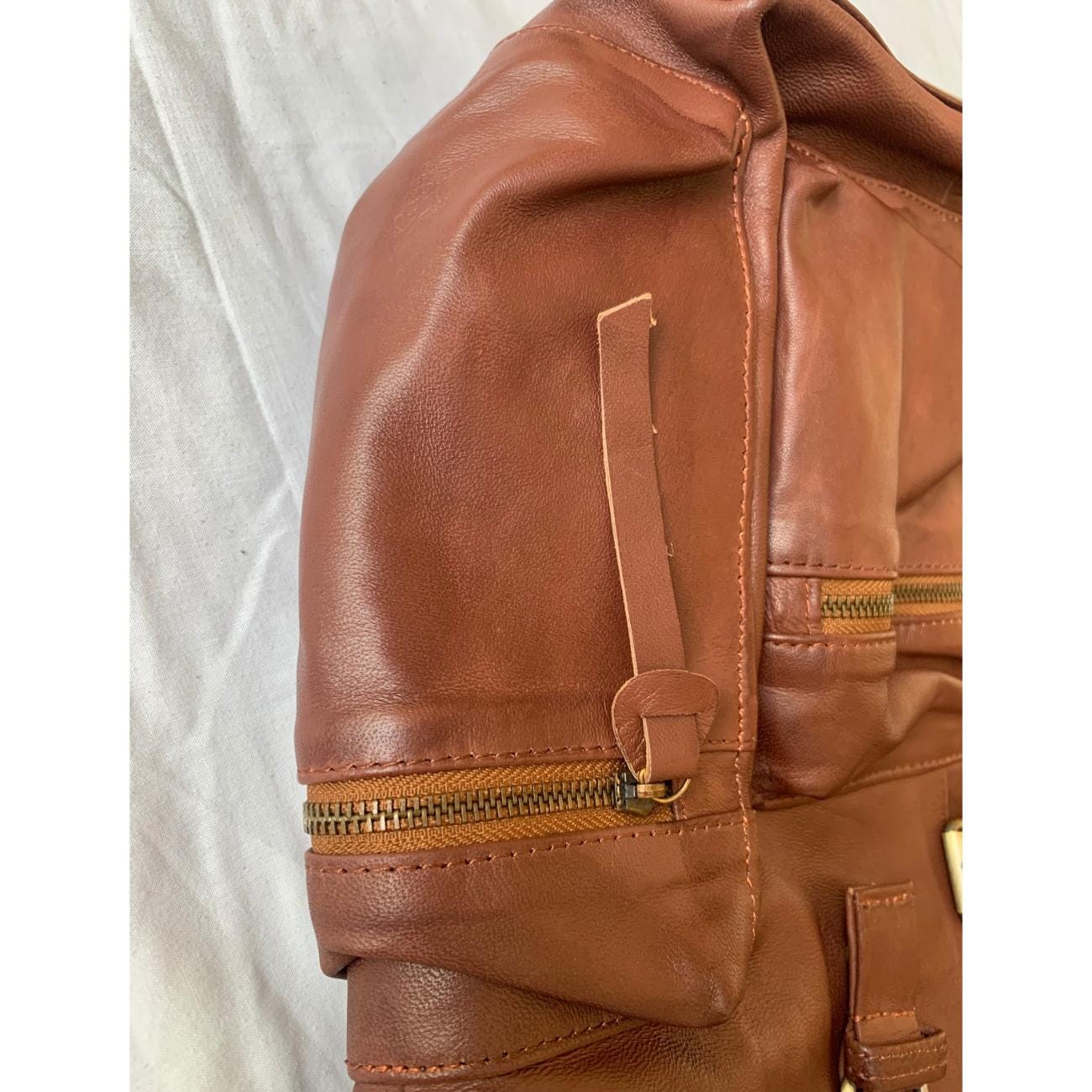 Personalized Full Grain Leather Backpack: Tan Brown Travel Rucksack, Daily Use Laptop Bag