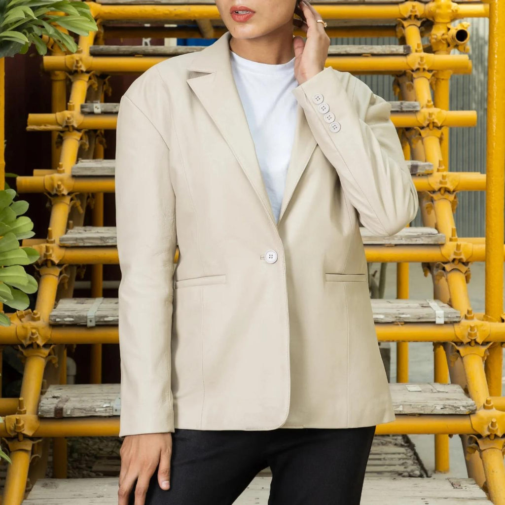 Handmade Genuine Leather Blazer: Women's Oversized Coat - Formal Dress